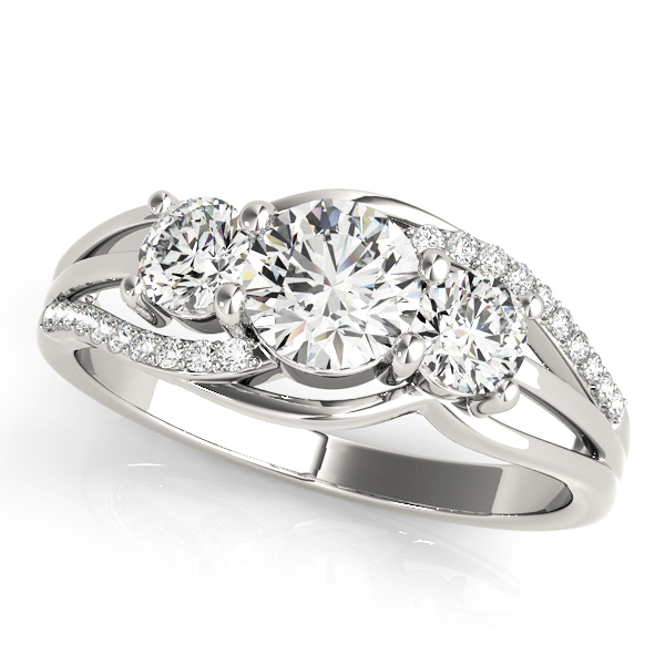 3-Stone Swirl Prong Set Engagement Ring