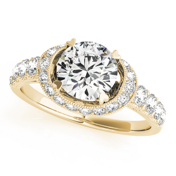 Single Row Halo Milgrain Engagement Rings