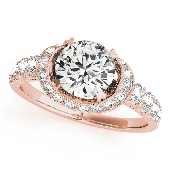 Single Row Halo Milgrain Engagement Rings