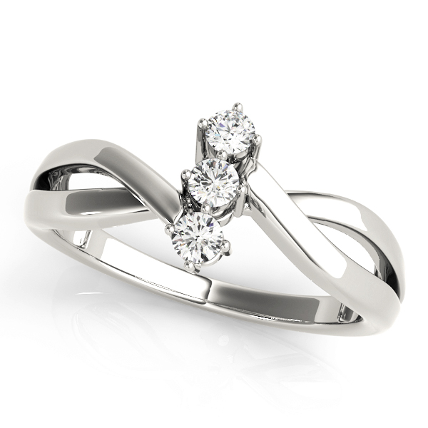 3-Stone Bypass Twisted Shank Engagement Ring