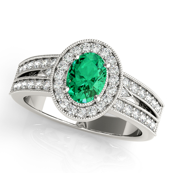 Vintage Oval Halo Milgrain Engagement Ring