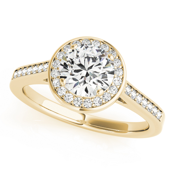Single Row Accented Halo Bezel Set Engagement Ring