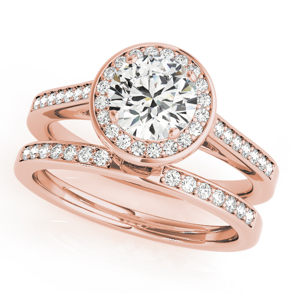 The Rachel Halo Engagement Ring, set view