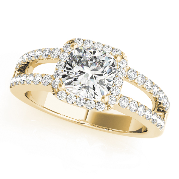 Split Shank Halo Cushion Engagement Ring