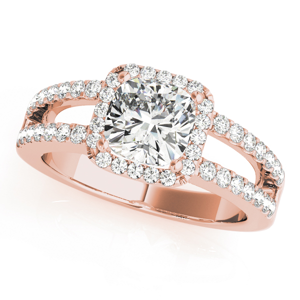Split Shank Halo Cushion Engagement Ring