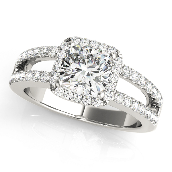 Split Shank Halo Cushion Engagement Ring