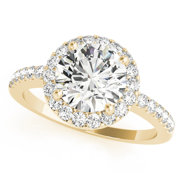 Single Row Halo Engagement Ring