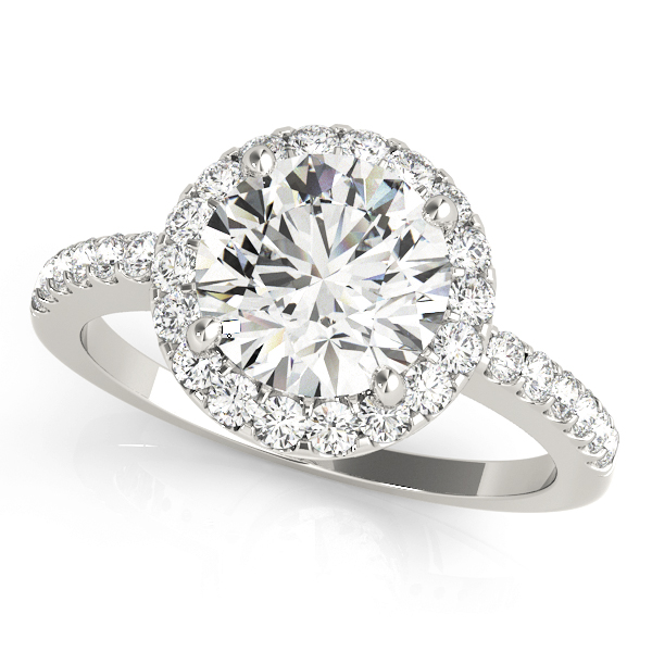 Single Row Halo Engagement Ring