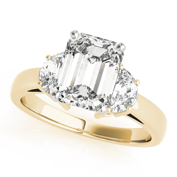 3-Stone Round & Emerald Cut Engagement Ring