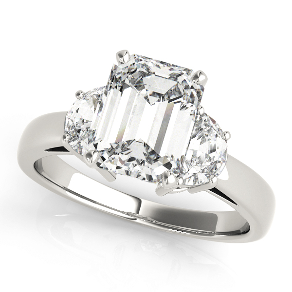 3-Stone Round & Emerald Cut Engagement Ring