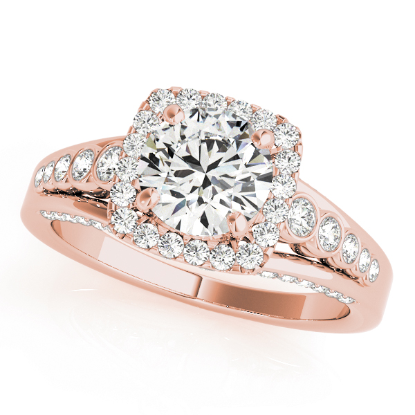 Multirow Bezel Set Round Halo Engagement Ring