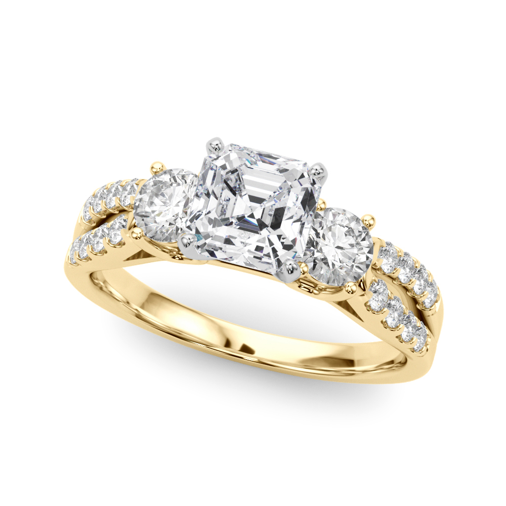 Three Stone Engagement Ring with Split Shank