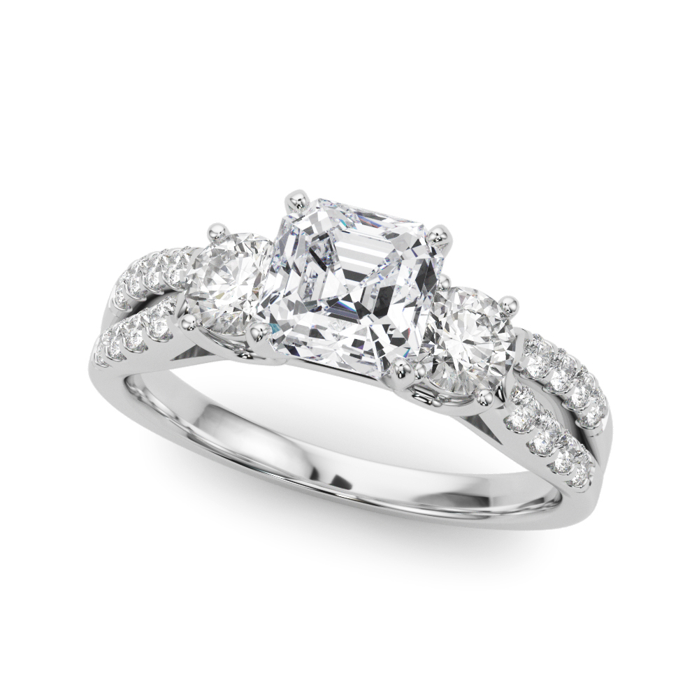 Three Stone Engagement Ring with Split Shank