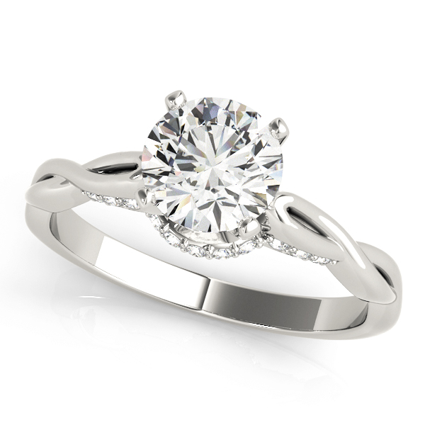 Solitaire Hidden Halo Twisted Engagement Ring