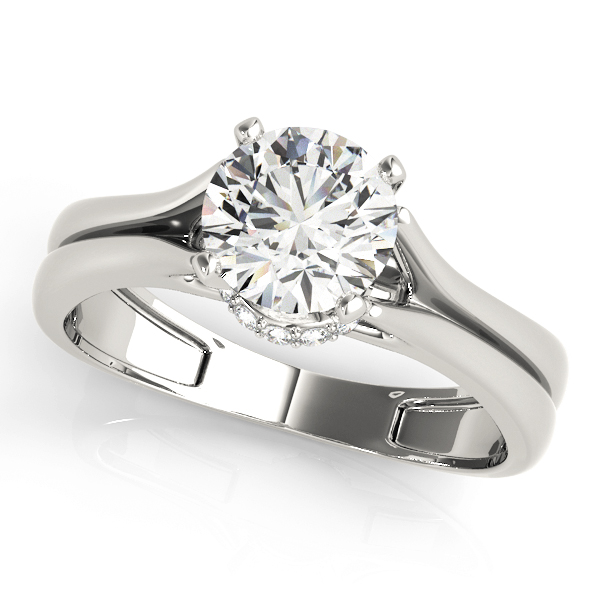 Solitaire Hidden Halo Split Shank Engagement Ring