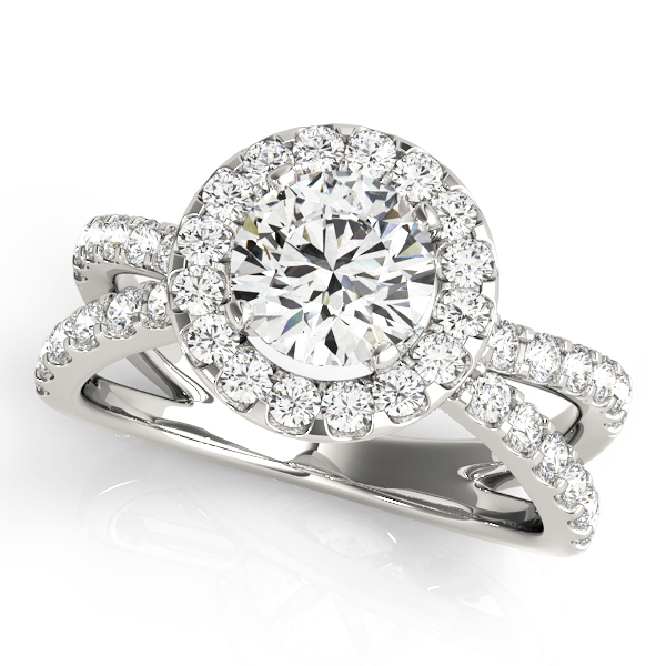 Split Shank Halo Round Engagement Ring