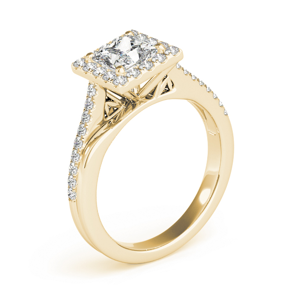 The Esther Halo Engagement Ring, angled view