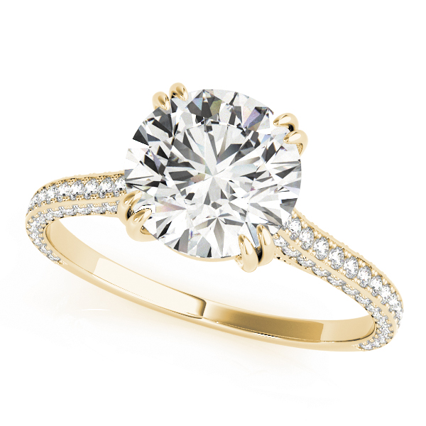 Multirow Double Prong Cathedral Engagement Ring