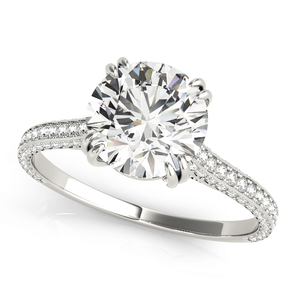 Multirow Double Prong Cathedral Engagement Ring