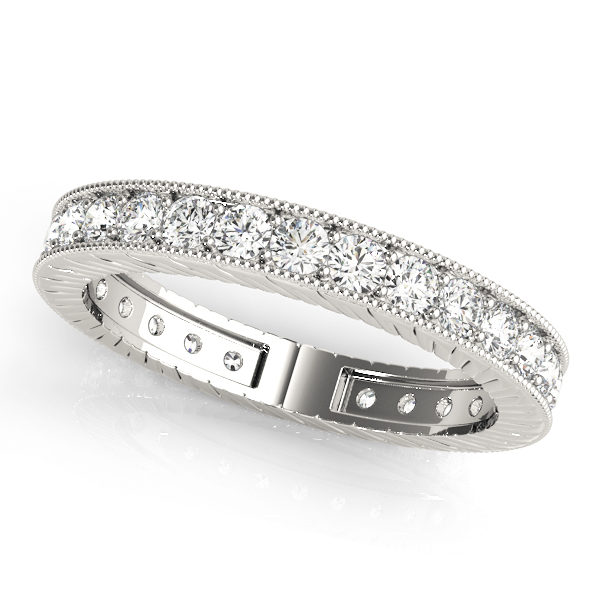 Eternity Milgrain Prong In Channel Wedding Band