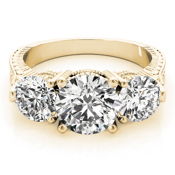 The Nora Three-Stone Engagement Ring, set view