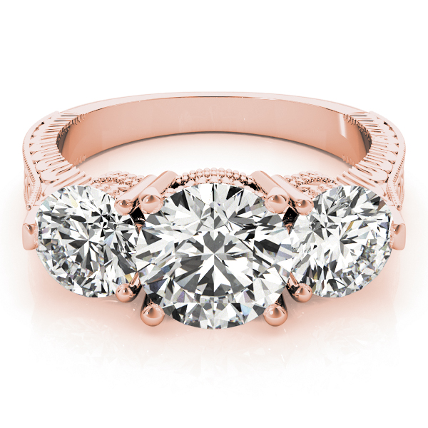 The Nora Three-Stone Engagement Ring, set view