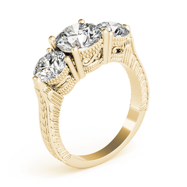 The Nora Three-Stone Engagement Ring, upright view
