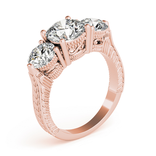 The Nora Three-Stone Engagement Ring, upright view