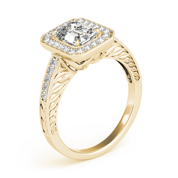 The Rosemary Halo Engagement Ring, angled view