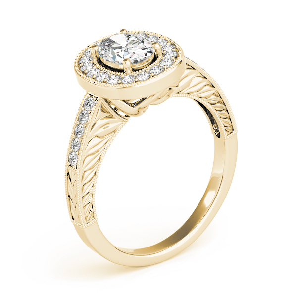 The Guinevere Halo Engagement Ring, angled view