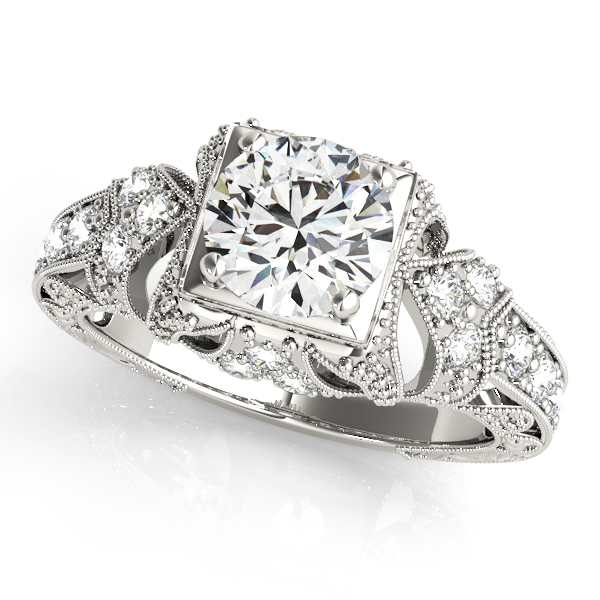 Antique Milgrain Round Engagement Ring
