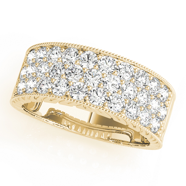Multirow Pavé Milgrain Engagement Rings
