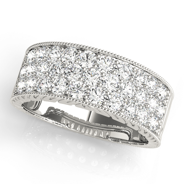 Multirow Pavé Milgrain Engagement Rings