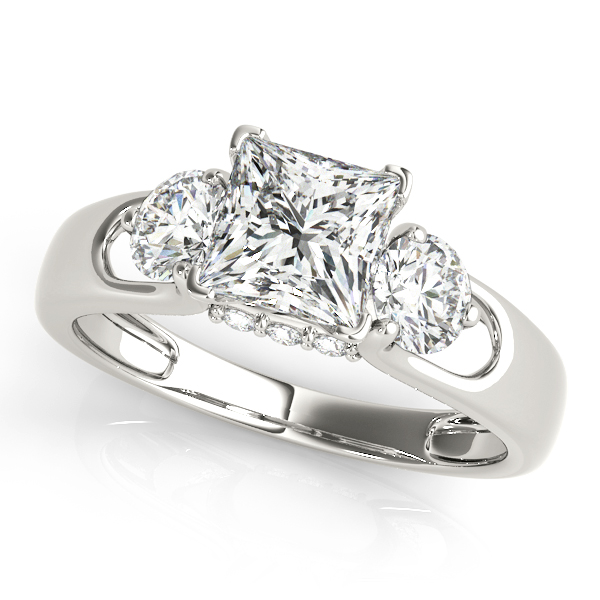 3-Stone Hidden Halo Engagement Ring