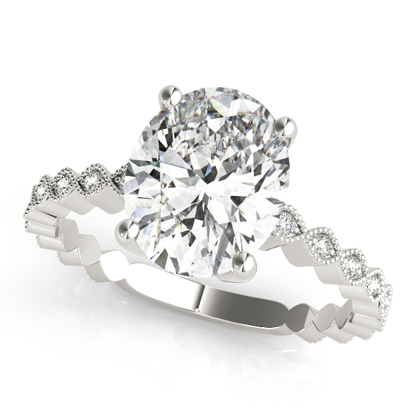 Marquise Shaped Milgrain Engagement Ring