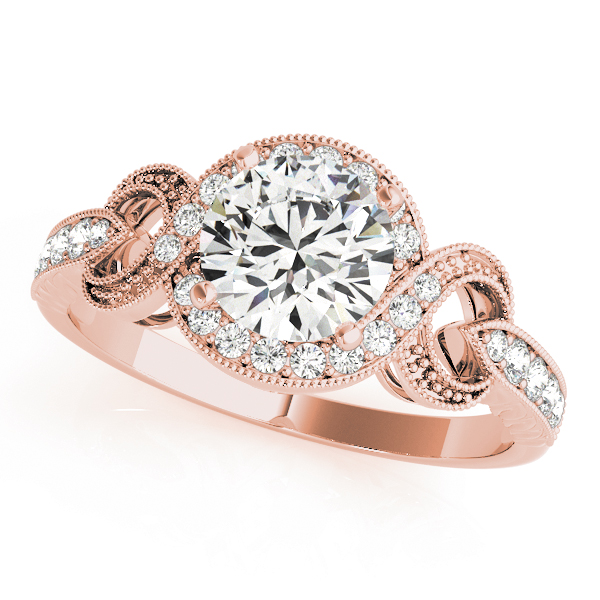 Twisted Shank Round Halo Milgrain Engagement Ring