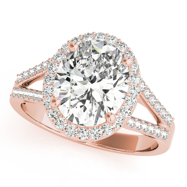 Oval Halo Split Shank Engagement Ring