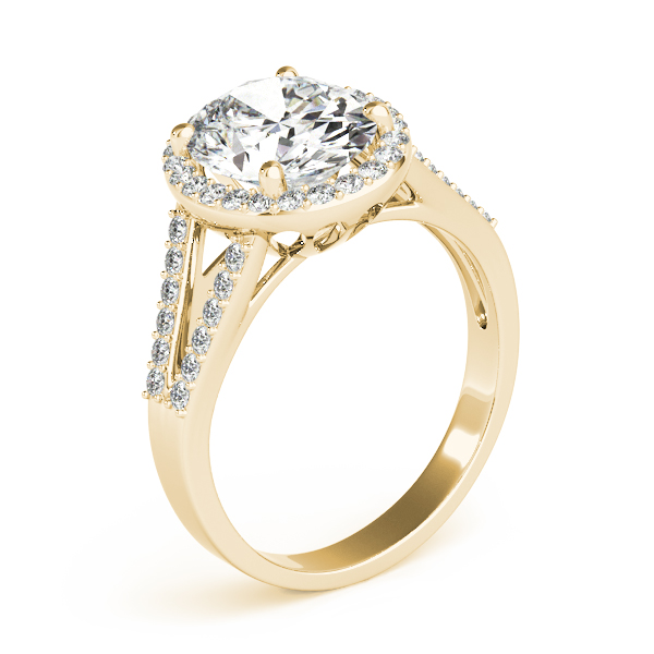 The Delphine Halo Engagement Ring, angled view