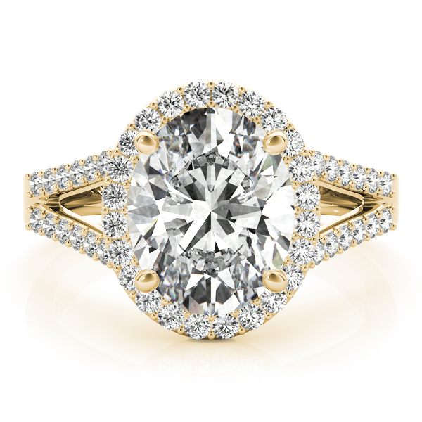 The Delphine Halo Engagement Ring, set view