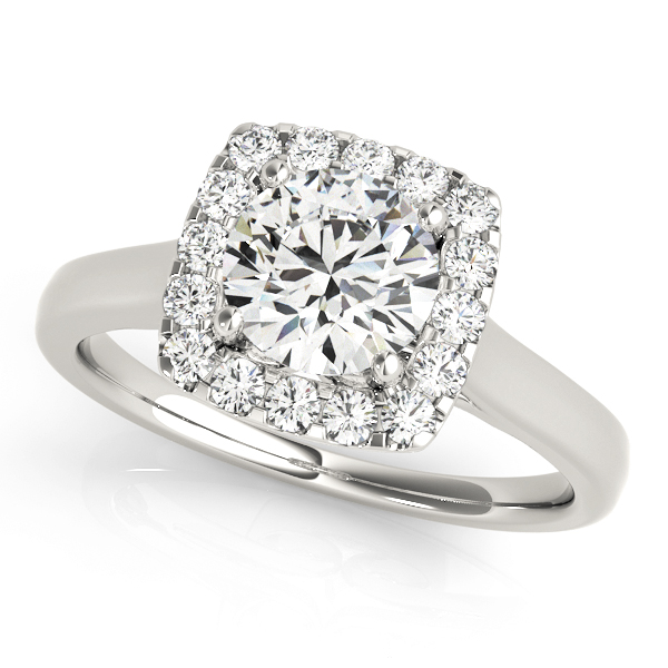 Squared Shape Halo Engagement Ring