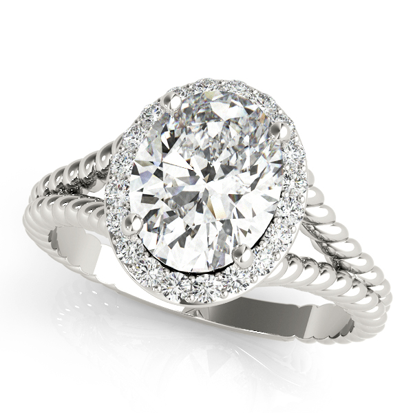 Oval Shape Halo Braided Shank Engagement Rings
