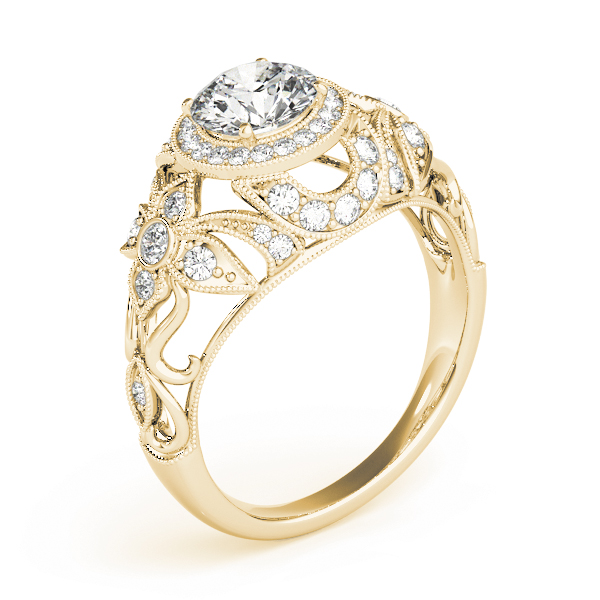 The Genevieve Halo Engagement Ring, angled view
