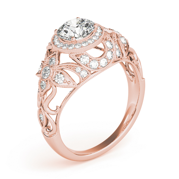 The Genevieve Halo Engagement Ring, angled view
