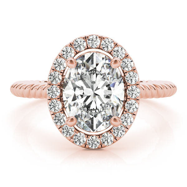 The Alessandra Halo Engagement Ring, set view