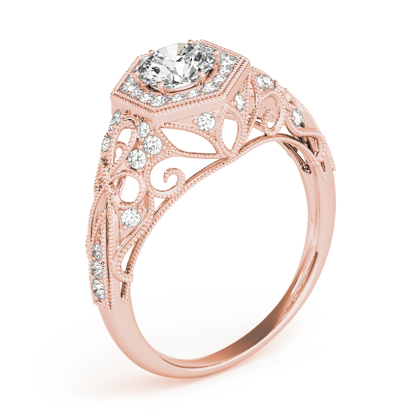 The Estelle Halo Engagement Ring, angled view