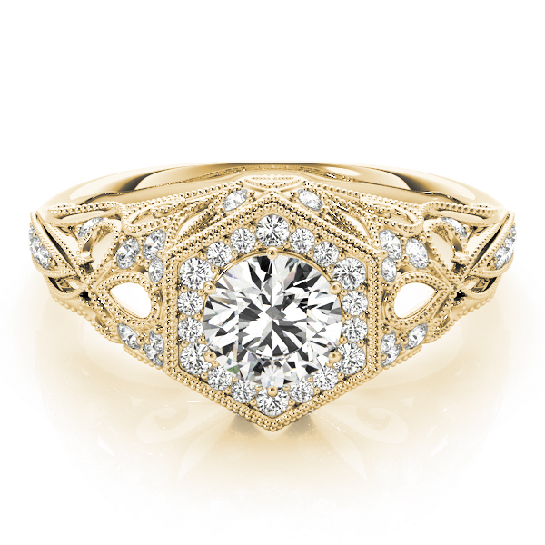 The Estelle Halo Engagement Ring, set view