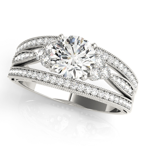 Multirow Milgrain Prong Set Engagement Rings