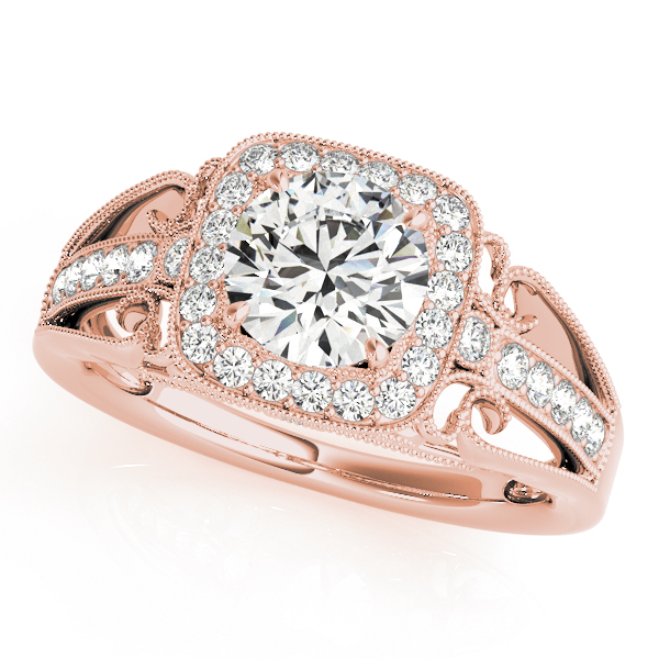 Vintage Single Row Halo Migrain Engagement Ring
