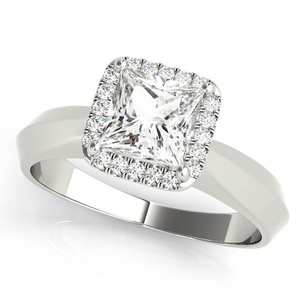 Solitaire Cushion Cut Halo Engagement Ring