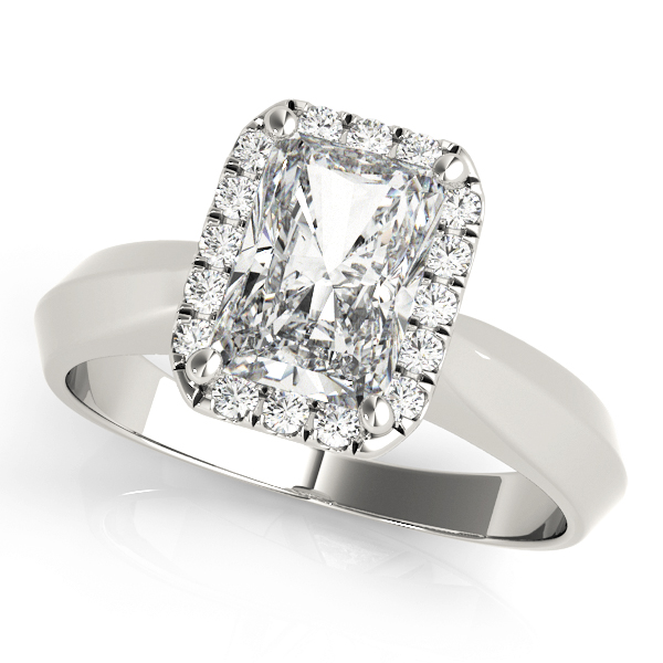 Solitaire Halo Emerald Engagement Ring